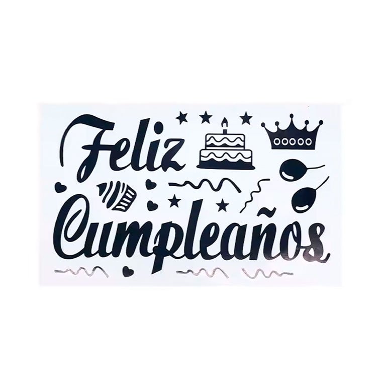 Adhesivo Decorativo "Feliz Cumpleaños" - Diseño Elegante